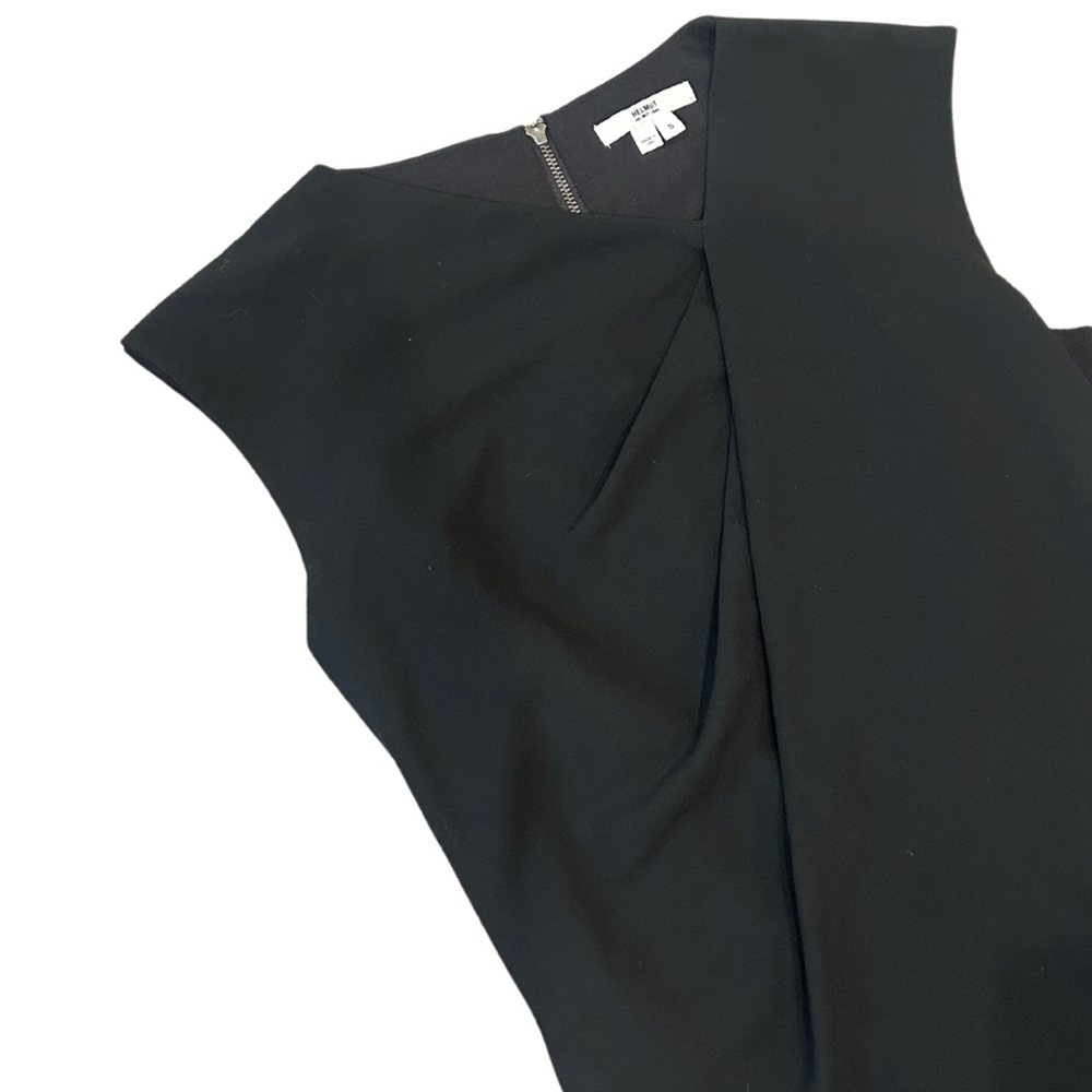Helmut Lang Dry Crepe Asymmetrical Black Dress | Size Small - Picture 5 of 7